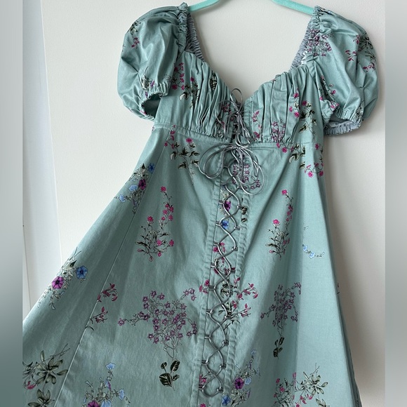 GRASH COTTON MINI DRESS IN GREEN - Picture 6 of 6